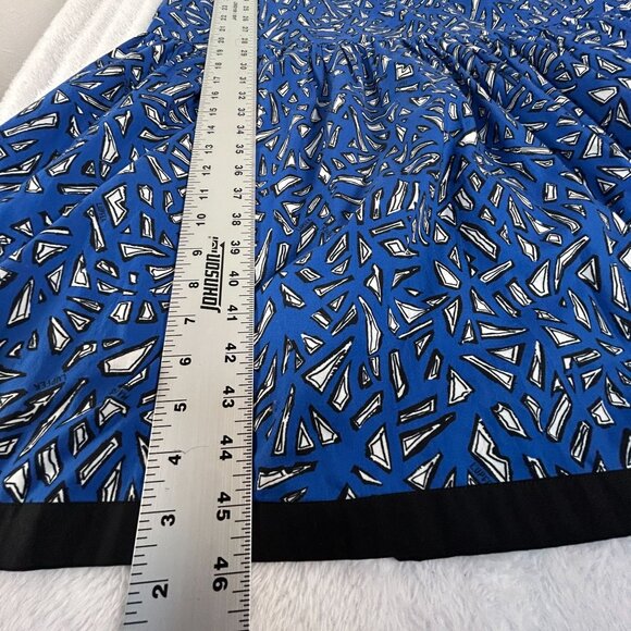 Markus Lupfer Womens Blue Geometric Print Short Sleeve Tiered Midi Dress Size 8 - Picture 12 of 12